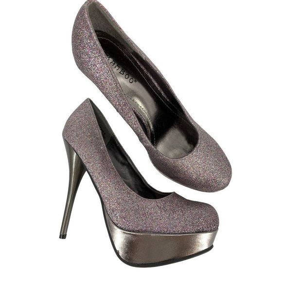 Bambo Ultra High Heels Sparkcle Colada Platform Sz 8 Stiletto Shoes Women 2957 - Picture 6 of 11